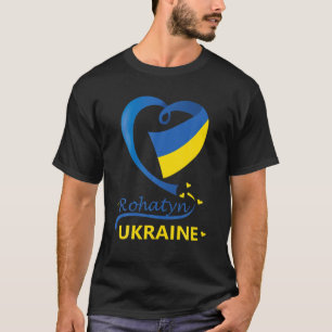 Rohatyn Ukraine National Flag Herz Emblem Wappen T-Shirt