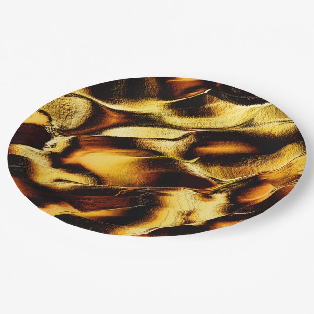 Rohdünen in verbranntem Gold Pappteller (Schrägansicht)