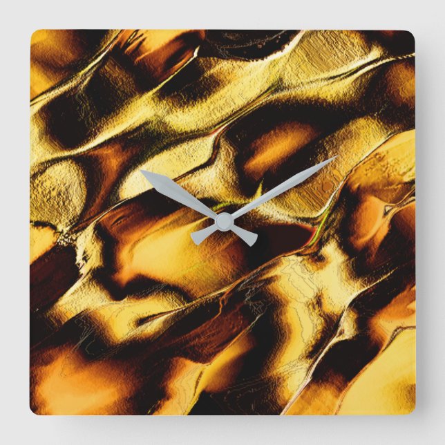 Rohdünen in verbranntem Gold Quadratische Wanduhr (Vorderseite)