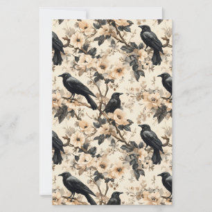Rohe Baummuster krähen Blumenbäume Papierblatt