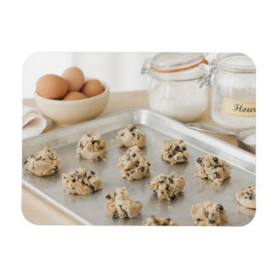 Rohe Kekse auf Backblech Magnet