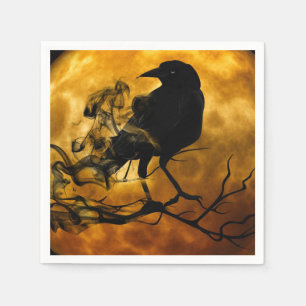 Rohe Krähenernte Mond fallen schwarz-orange Serviette