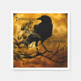 Rohe Krähenernte Mond fallen schwarz-orange Serviette