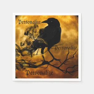 Rohe Krähenernte Mond fallen schwarz-orange Serviette