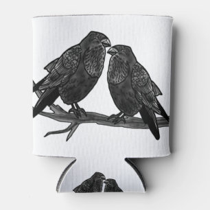 Rohe Liebe Krähe Vogel in Zweigfamilienkunst Dosenkühler