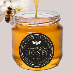 Rohe, ungeschworene Honigklee Black Gold Bee Herz Runder Aufkleber