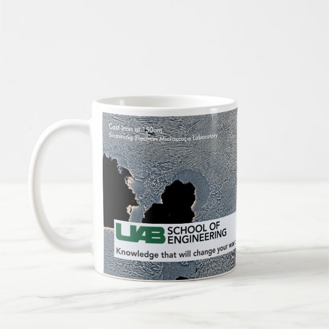 Roheisen bei 150 Mikrons mit UAB Logo Kaffeetasse (Links)