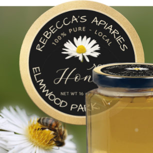 Roher Honey Black Daisy Gold Grunge Border Runder Aufkleber