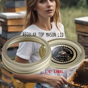 Roher Honig Gold Grunge Honigwabenkorb mit Biene Runder Aufkleber