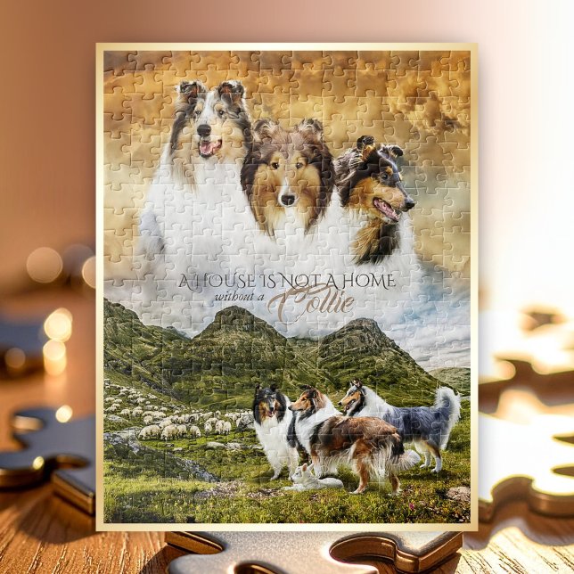 Rohes Collies Portrait & Schafherde + Quote - Puzzle (Von Creator hochgeladen)