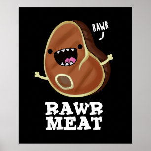 Rohfleisch Funny Raw Fleisch Pun Dark BG Poster