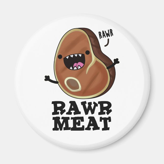 Rohfleisch Funny Raw Meat Pub Magnet (Vorne)