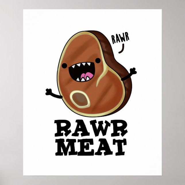 Rohfleisch Funny Raw Meat Pub Poster (Vorne)