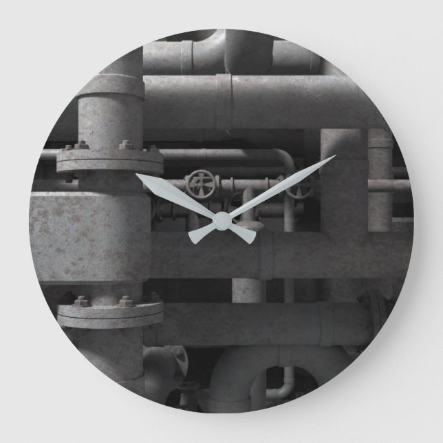 Rohre und Ventile, industriell Große Wanduhr (Vorderseite)