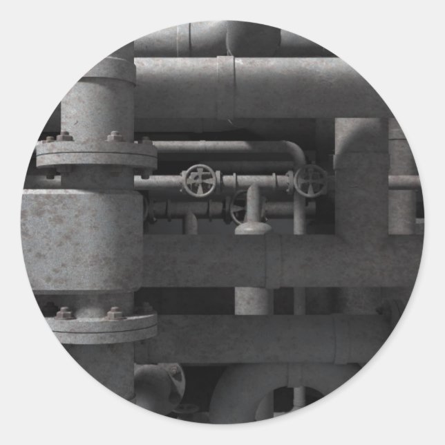 Rohre und Ventile Runder Aufkleber (Vorderseite)