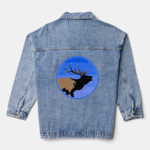 Röhrender Elch im Winter - Originale Wildlife-Kuns Jeansjacke