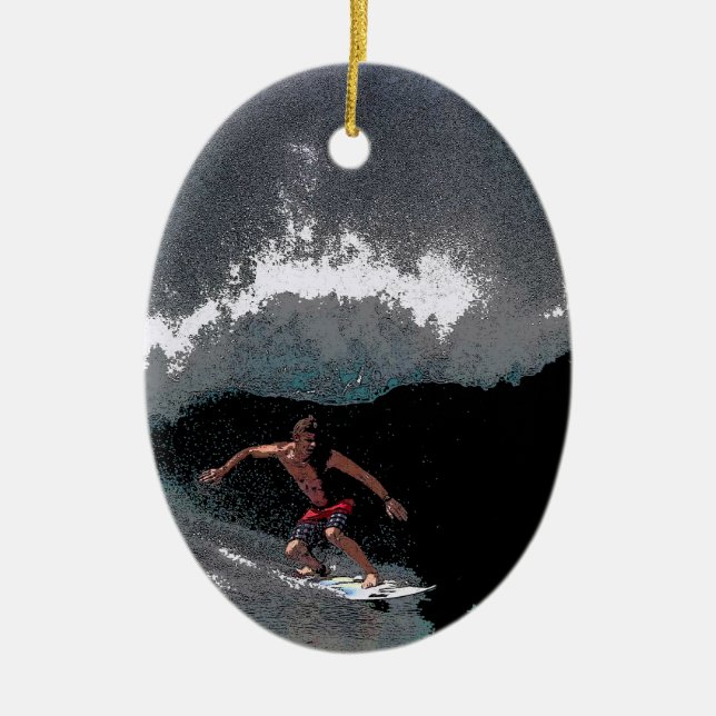 Rohrleitungs-Surfer-Weihnachtsverzierung Keramik Ornament (Vorne)