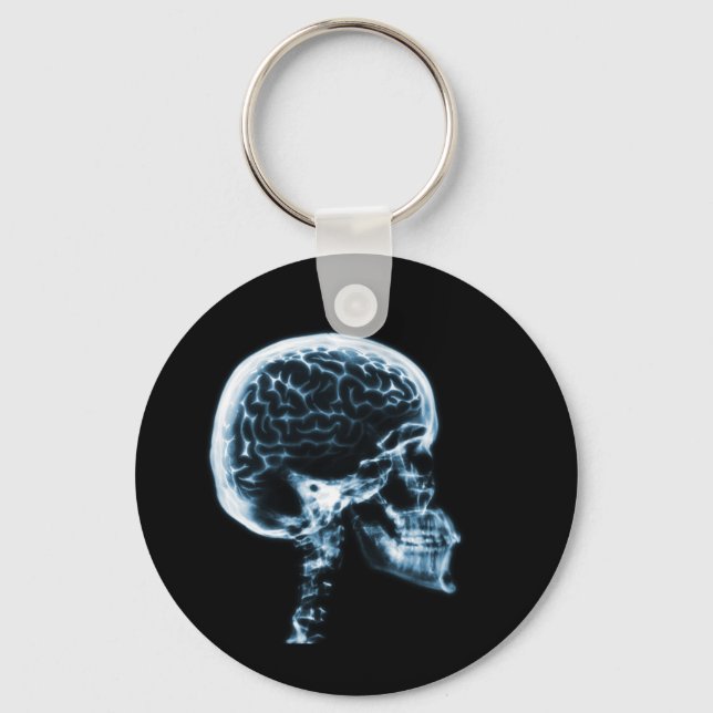 RÖHRLICHES SKULL-GEHIRN - BLAU SCHLÜSSELANHÄNGER (Vorderseite)