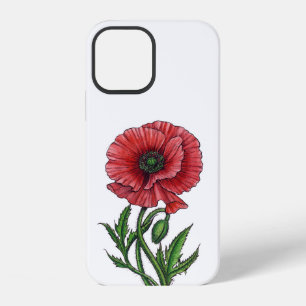 Rohroter Mohn, Aquarell und Tinte iPhone 12 Hülle