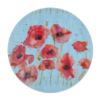 Rohroter Mohn auf Blau Wasserfarben Mohn Dekorativ
