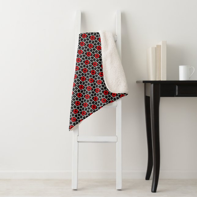 Rohroter Mohn auf Goth-Blumen-Untersetzer Sherpadecke (Beispiel)
