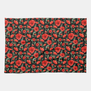 Rohroter Mohn Geschirrtuch