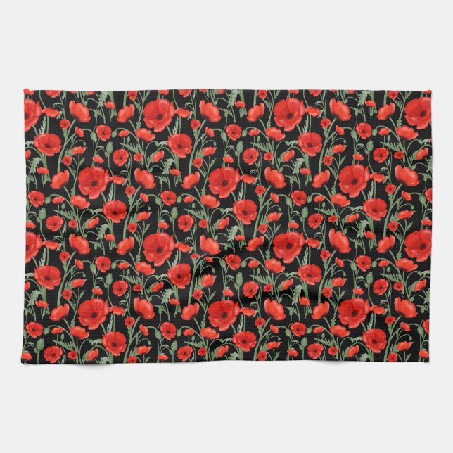 Rohroter Mohn Geschirrtuch (Horizontal)