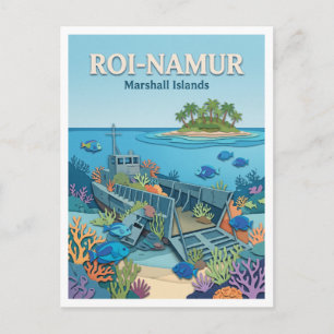 Roi-Namur WWII-Wracks Marshallinseln Postkarte