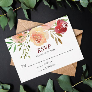Roja Flores Boda Espanol Wedding RSVP