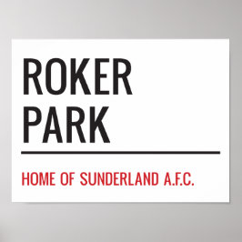 Roker Park Stadium Street Sign Poster