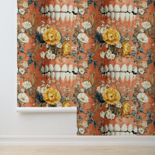 Rokoko Art Zehnt Blume Lächeln Zahnklinik Dekorati Tapete