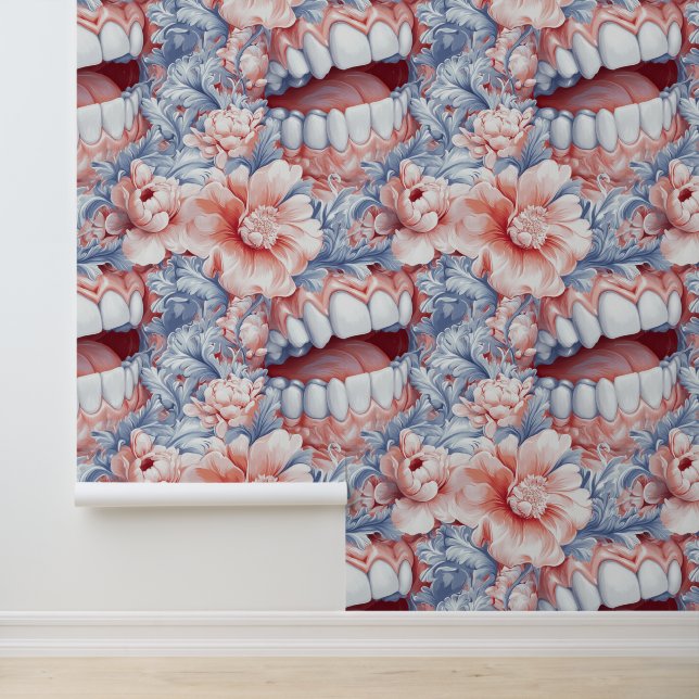 Rokoko Art Zehnt Blume Lächeln Zahnklinik Dekorati Tapete (Anwendung)