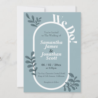 Rokoko Blue Simple Wedding Einladung