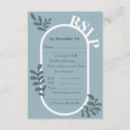 Rokoko Blue Simple Wedding RSVP Card Begleitkarte