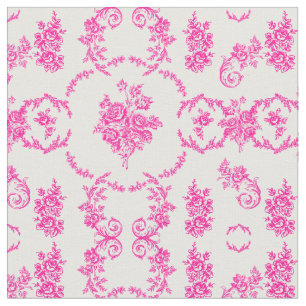 Rokoko Blumen Botanik Antik Ornament Rosa Toile Stoff