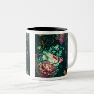 Rokoko Blumendekoration Zwei-Tonen-Tasse, 11 oz Zweifarbige Tasse