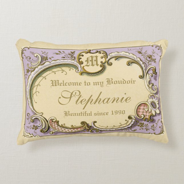 Rokoko Boudoir Eleganter Rahmen Gold Lilac Dekokissen (Vorderseite)