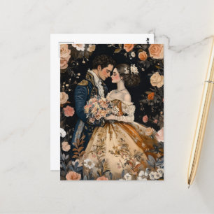 Rokoko Couple Romantic Wedding Verlobung Glückwuns Postkarte