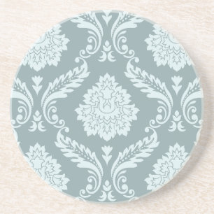 Rokoko-Damask großes Muster Enteneibl Blau+Türkis Getränkeuntersetzer