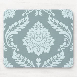 Rokoko-Damask großes Muster Entengründe+Türkis Mousepad