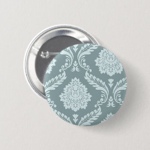 Rokoko-Damask-Kunst I Enteneiblau + Türkis Button