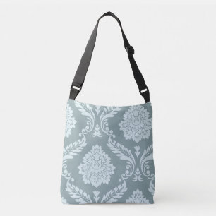 Rokoko-Damask-Kunst I Enteneiblau+Türkis Tragetaschen Mit Langen Trägern