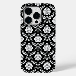 Rokoko-Damaskmuster Weiß auf Schwarz Case-Mate iPhone 14 Pro Hülle