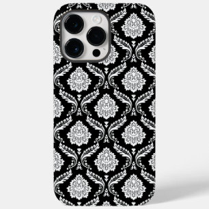 Rokoko-Damaskmuster Weiß auf Schwarz Case-Mate iPhone 14 Pro Max Hülle