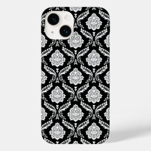 Rokoko-Damaskmuster Weiß auf Schwarz  Case-Mate iPhone 14 Hülle