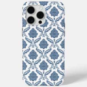 Rokoko-Damaskus-Muster Blau auf Weiß Case-Mate iPhone Hülle
