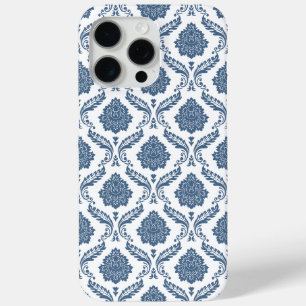 Rokoko-Damaskus-Muster Blau auf Weiß Case-Mate iPhone Hülle