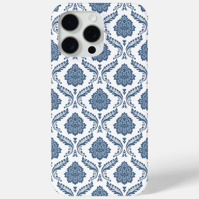 Rokoko-Damaskus-Muster Blau auf Weiß Case-Mate iPhone Hülle (Rückseite)