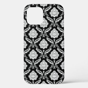 Rokoko-Damaskus-Muster Weiß auf Schwarz  Case-Mate iPhone Hülle
