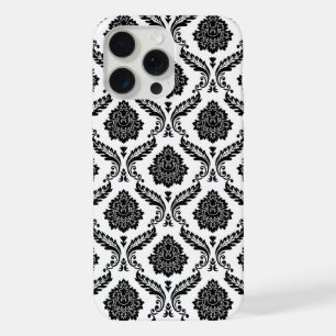Rokoko-Damaskusmuster Schwarz auf Weiß iPhone 15 Pro Max Hülle